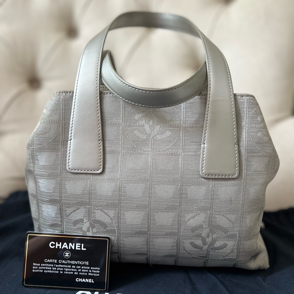 Chanel silver Toile Bag